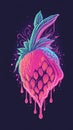 neon strawberry design with white outline, AI Generative