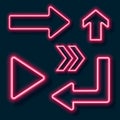 Neon style directional arrows red color