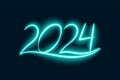 neon style glowing 2024 lettering background for new year event