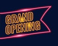 Neon style grand opening banner design background Royalty Free Stock Photo