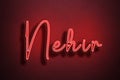 Red Neon Style Text Effect of name Nehir on red background Royalty Free Stock Photo