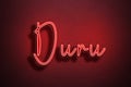 Red Neon Style Text Effect of name Duru on red background Royalty Free Stock Photo