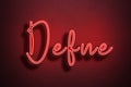 Red Neon Style Text Effect of name Defne on red background Royalty Free Stock Photo