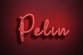 Red Neon Style Text Effect of name Pelin on red background Royalty Free Stock Photo