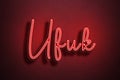 Red Neon Style Text Effect of name Ufuk on red background Royalty Free Stock Photo