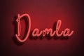 Red Neon Style Text Effect of name Damla on red background Royalty Free Stock Photo