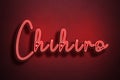 Red Neon Style Text Effect of name Chihiro on red background Royalty Free Stock Photo