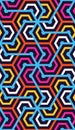 Neon style hexagons abstract pattern