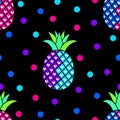 Neon style Pineapples Tropical Pattern