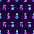 Neon style Pineapples Tropical Pattern