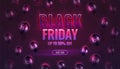 Neon style vector illustration for Black Friday promotion, retail, shopping.