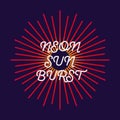 Neon sunburst. Firework explosion, star, rays of light. Royalty Free Stock Photo