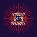 Neon sunburst. Firework explosion, star, rays of light.