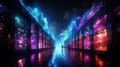 Neon supercomputer glow. Created with Generative AI