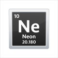 Neon symbol. Chemical element of the periodic table. Vector stock illustration. Royalty Free Stock Photo