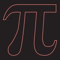 Neon symbol pi red color vector illustration image flat style Royalty Free Stock Photo