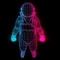 Neon synthwave style astronaut wireframe