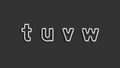 Neon t u v w symbols, broken xenon font mockup