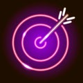 Neon target with arrow concept icon isolated