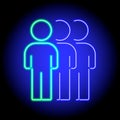 Neon teamwork icon consisting of three people