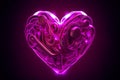 Neon tech glowing heart on a dark background. Generative AI