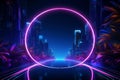 Neon template set in a bustling cyberpunk cityscape, radiating urban energy.