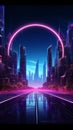 Neon template set in a bustling cyberpunk cityscape, radiating urban energy.