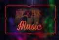 Neon Texas Music Sign in Rainy Window