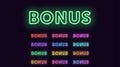 Neon text Bonus, expressive Title, Bonus word