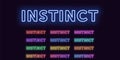 Neon text Instinct, expressive Title Instinct word