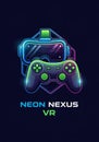 Neon-themed digital illustration featuring a virtual reality headset Royalty Free Stock Photo