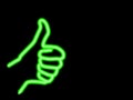 Neon thumbs up and copyspace