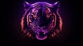 Neon Tiger Head: Realistic Oil Painting Style Illustration Royalty Free Stock Photo