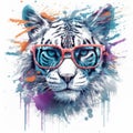 Neon Tiger with Stylish Sunglasses: A Cool Addition to Your Designs.