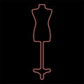 Neon torso Mannequin tailors dummy silhouette manikin dressmakers red color vector illustration image flat style