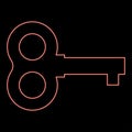 Neon toy key winding use butterfly shape Retro winder Clock clockwork movement concept icon black color vector illustration flat