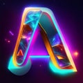 neon transparent greek letter delta floating in space illustration Royalty Free Stock Photo