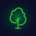 Neon Tree design element. The concept of Nature and Ecology. Park. Reserve. Glowing neon tree icon. Luminous sign logo