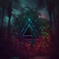 neon triangle in the night jungle illustration art Royalty Free Stock Photo