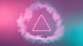 Neon Triangle Shape is Surrounded by Smoke on a Gradient Background Royalty Free Stock Photo
