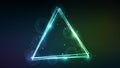 Neon triangular frame with shining effects and sparkles