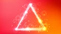 Neon triangular frame with shining effects and sparkles
