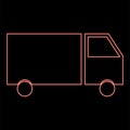 Neon truck red color vector illustration flat style image