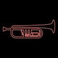 Neon trumpet Clarion music instrument red color vector illustration image flat style