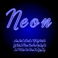 Neon tube hand drawn alphabet font