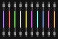 Neon tube light pack isolated on transparent background