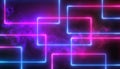 Neon blue pink rectangular tube style futuristic light lines background Royalty Free Stock Photo