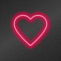 Neon tubes in the shape of a heart isolated on a dark transparency grid. Royalty Free Stock Photo