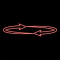 Neon two arrows on the . angle 360 red color vector illustration image flat style Royalty Free Stock Photo