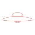 Neon ufo. flying saucer red color vector illustration flat style image
